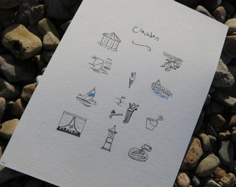 Contemporary Limted Edition Illustration with Clevedon Theme - Unframed