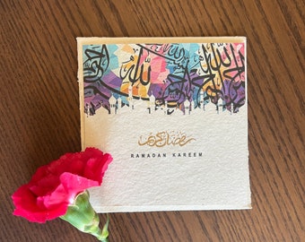 Ramadan Card, Greeting Card, Ramadan Kareem, Deckle Edge Paper, Custom made paper, Handmade Paper, Handmade Stationery