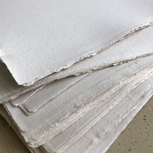 8.5 x 11 Handmade Paper, Deckle Edge Paper, Letter Size, Card Stock, Art paper, Recycled Cards, Vintage Paper, Antique Paper,