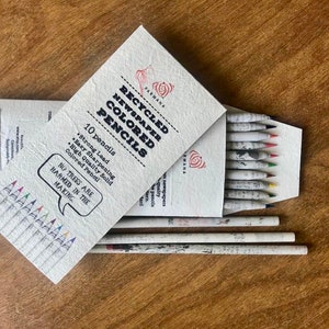Colour Pencils, Newspaper Colour Pencils, Eco Friendly Gifts, Handmade Paper, Valentine Gift, Stocking stuffer for kids, JW Gifts