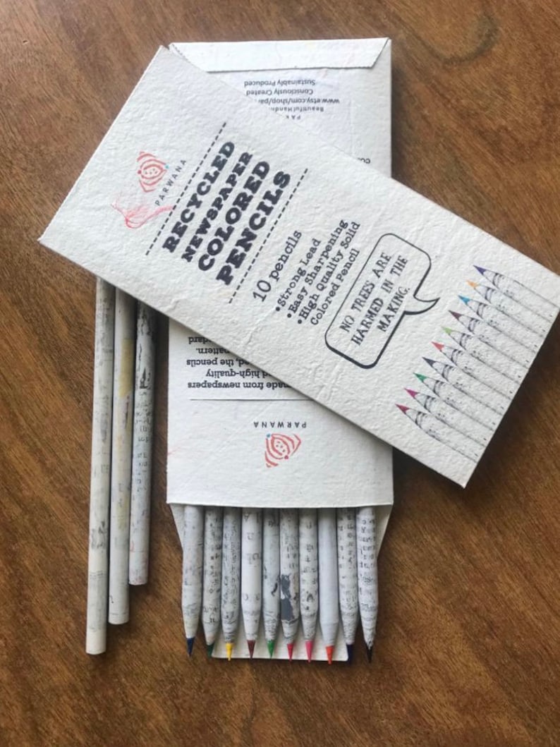 5 Recycled Newspaper Pencils Pencils Handmade Paper HB 2 Etsy