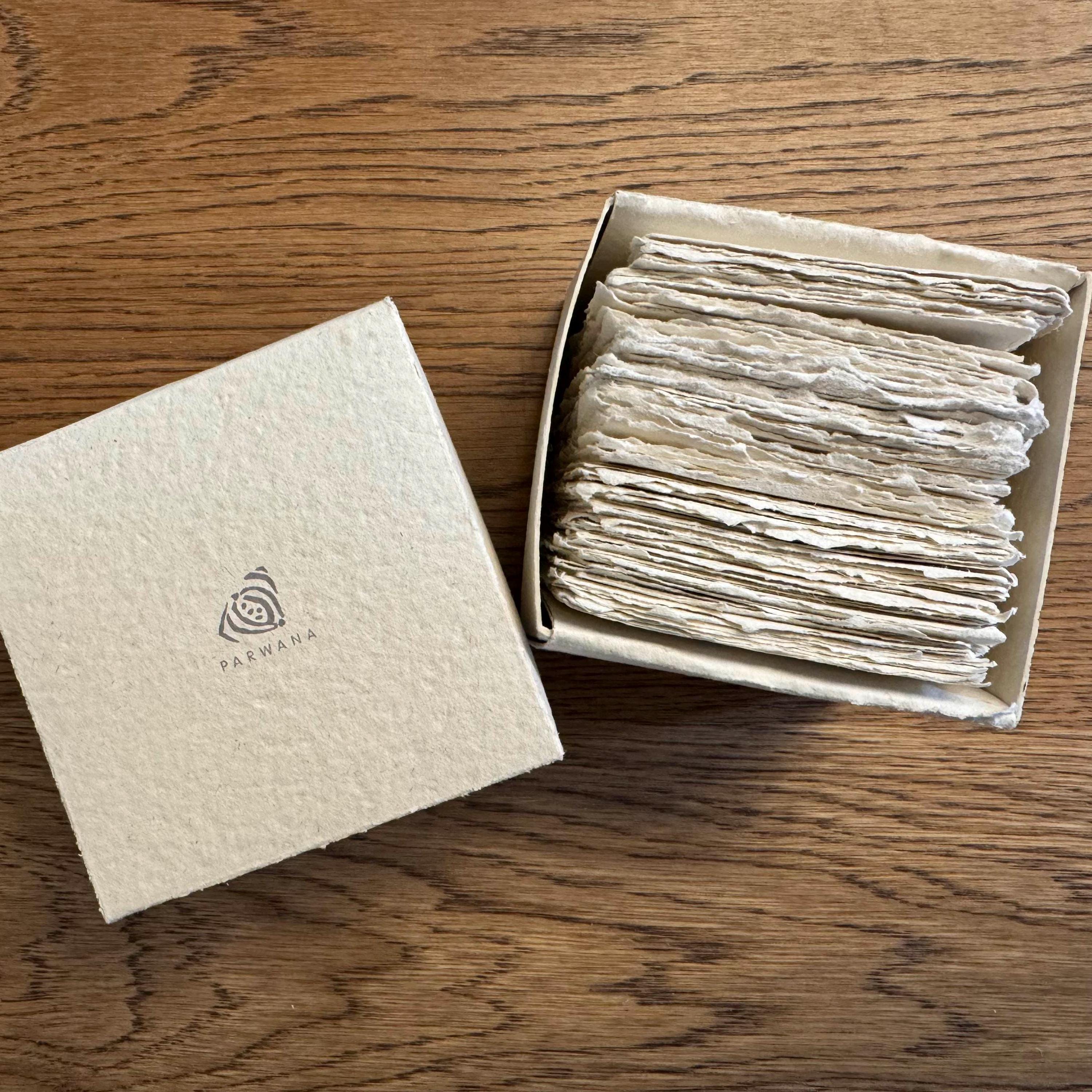 Handmade Deckle Edge Paper Note Box: 100 Plant Fiber Cards