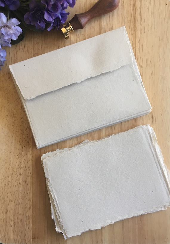 A6 Deckle Edge Handmade Paper Card and Envelope: Wedding Invitations