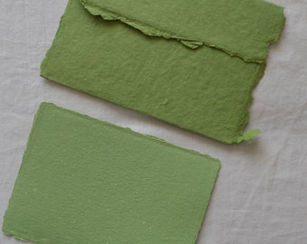 A7, 7 x 5, Sage Green Card, Sage Green Envelopes, Handmade Paper, Deckle Edge Cards, Deckle Edge Envelope, Wedding Invitation