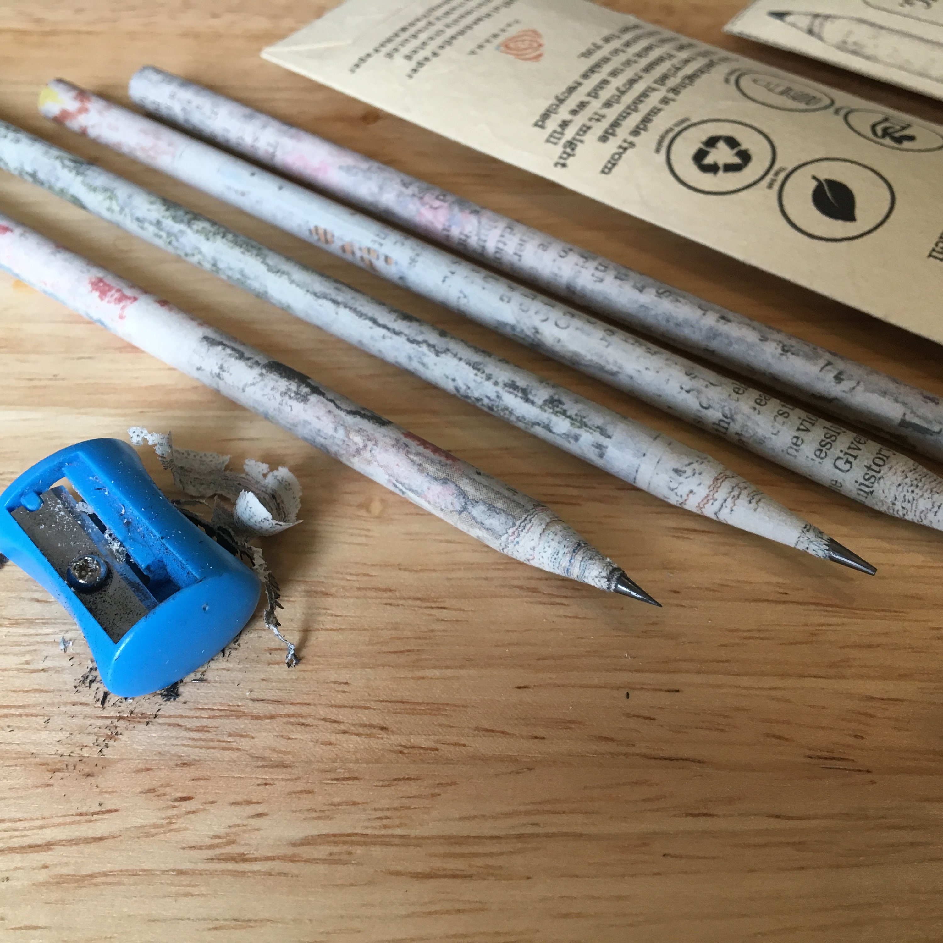 5 Recycled newspaper pencils Pencils Handmade paper HB 2 Etsy