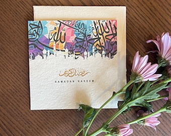 Ramadan Card, Greeting Card, Ramadan Kareem, Deckle Edge Paper, Custom made paper, Handmade Paper, Handmade Stationery