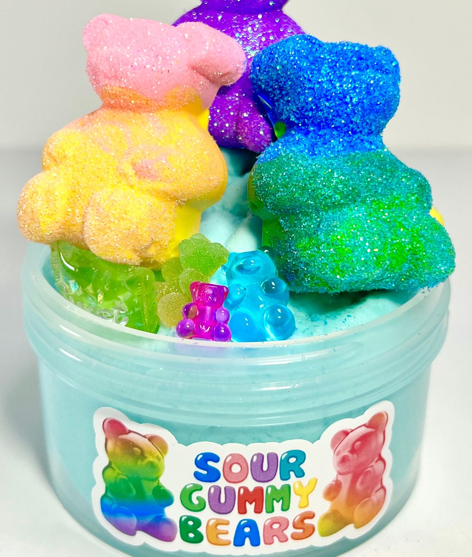 Rainbow Heart Sprinkles Mix Sprinkle Slime Polymer Clay Slice