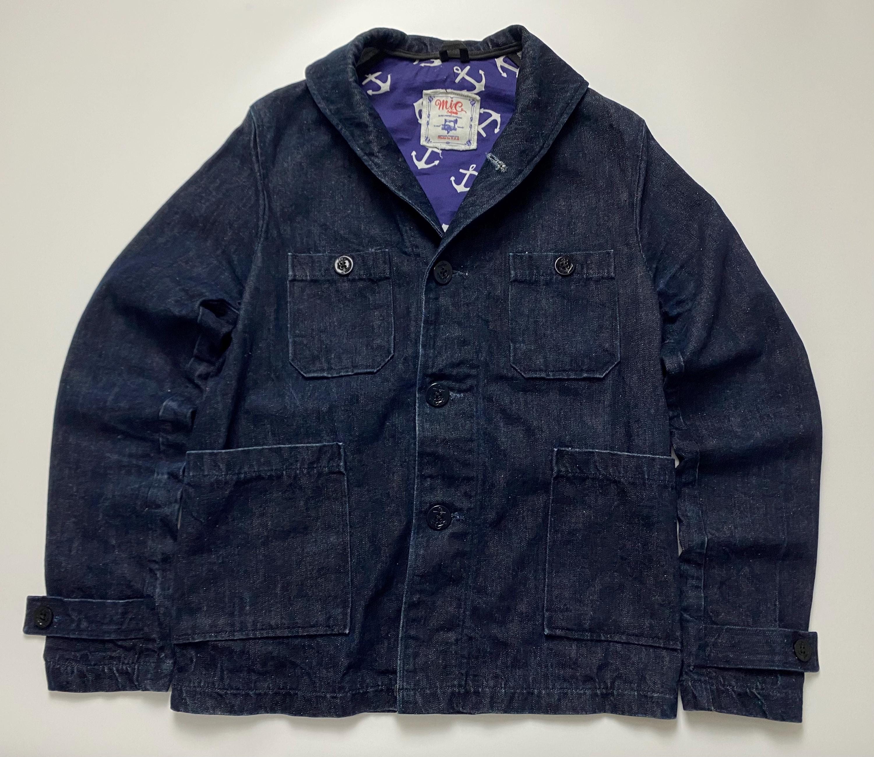 Usn Denim Shawl Collar Jacket - Etsy
