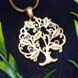 Personalized Family Tree Necklace – Custom Engraved Name with Birthstone –  Meaningful Keepsake Jewelry