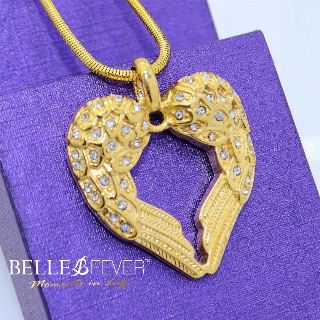 Buy Angels Heart Necklace With Heart Insert Guardian Angel Wings