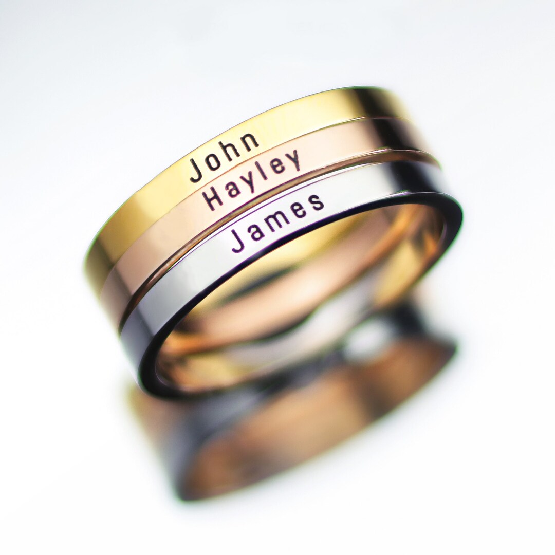 Personalized Stackable Name Ring - Custom Engraved Jewelry for Women - Etsy