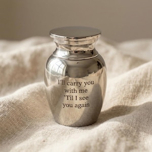 Personalized Mini Cremation Urn, Custom Engraved Sympathy Gift for Family Loss & Remembrance