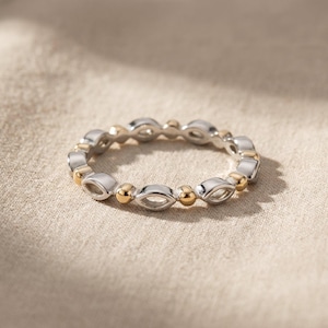 Two-Tone Blushing Ring, Elegant Gold & Silver Band, Bridesmaid or Friendship Gift