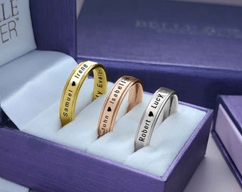 Belle Fever Personalised Ring in Silver, Gold, or Rose Gold | Customizable Gift for Father's Day and Special Occasions