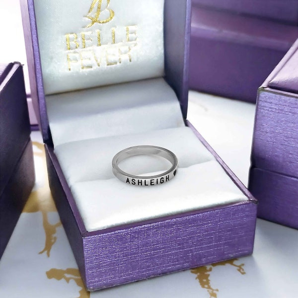 Belle Fever Personalised Stackable Ring Classic | Customizable with Name, Date or Short Message | Perfect Gift
