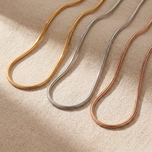 Snake Chain for Pendants, Gold, Silver or Rose Gold, Waterproof Hypoallergenic Non-Tarnish Jewelry