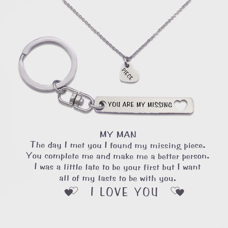 Belle Fever silver keyring and necklace displayed on printed card, engraved with personalised message — crafted for emotional gifting.