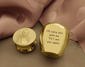 Personalized Mini Gold Keepsake Urn Cremation Jewelry for Human and Pet Ashes, Sympathy Gift - Mini Personalized Keepsake Urn