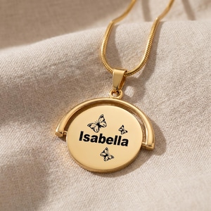 Collana Girevole Personalizzata, Pendente Inciso su Misura, Regalo Unico per Lei