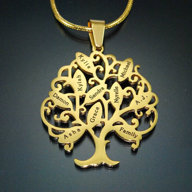 Gold Family Tree Necklace Gold Tree Necklace for Mum Family Etsy