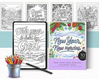 New Year New Mercies Coloring Book for Christian Women, Inspirational Coloring Pages for Renewal, Faith Coloring Sheets, Intermediate