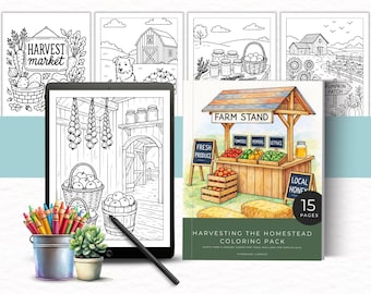 Fall Coloring Book for Adults, Harvest Coloring Pack, Cozy Autumn Coloring Sheets, Rustic Farm Coloring, Homesteading Coloring, Intermediate
