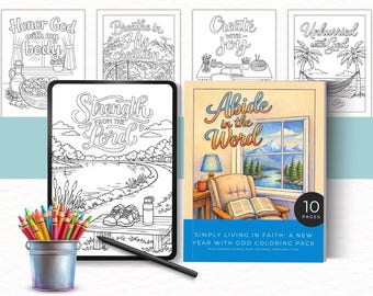 Kleurboek christelijk nieuwjaar, Simply Living in Faith kleurplaten, Intentional Living kleurboek voor christelijke vrouwen, gemiddeld