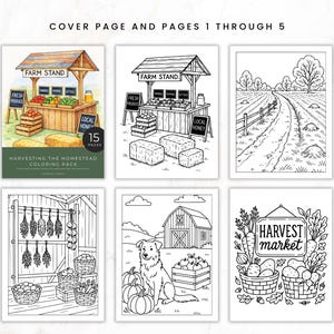 Fall Coloring Book for Adults, Harvest Coloring Pack, Cozy Autumn Coloring Sheets, Rustic Farm Coloring, Homesteading Coloring, Intermediate image 5
