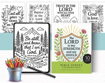 Pagine da colorare con versetti della Bibbia, fogli da colorare cristiani, pacchetto da colorare con scritture edificanti, libro da colorare stampabile basato sulla fede, livello intermedio