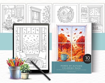 Cozy Fall Coloring Book for Adults, Cottagecore Autumn Coloring, Pumpkin Coloring Sheet, Seasonal Farmhouse Printable, Harvest Coloring Page