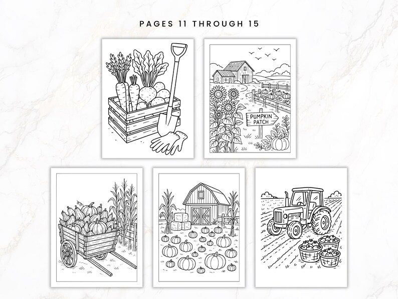 Fall Coloring Book for Adults, Harvest Coloring Pack, Cozy Autumn Coloring Sheets, Rustic Farm Coloring, Homesteading Coloring, Intermediate image 7