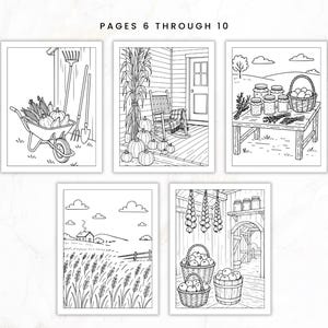 Fall Coloring Book for Adults, Harvest Coloring Pack, Cozy Autumn Coloring Sheets, Rustic Farm Coloring, Homesteading Coloring, Intermediate image 6