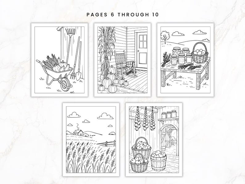 Fall Coloring Book for Adults, Harvest Coloring Pack, Cozy Autumn Coloring Sheets, Rustic Farm Coloring, Homesteading Coloring, Intermediate image 6