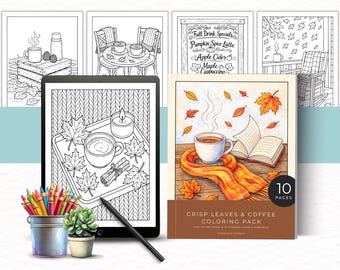 Fall Coloring Book for Christian Women, Autumn Coloring Pack, Pumpkin Spice Coffee Coloring Sheets, Fall Hygge Coloring Scenes, Intermediate