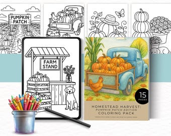 Gehöft Ernten: Pumpkin Patch Edition Malbuch, Rustikale Herbst Kürbisse zum Ausmalen, Herbst Ernte, Fortgeschrittene Malblätter