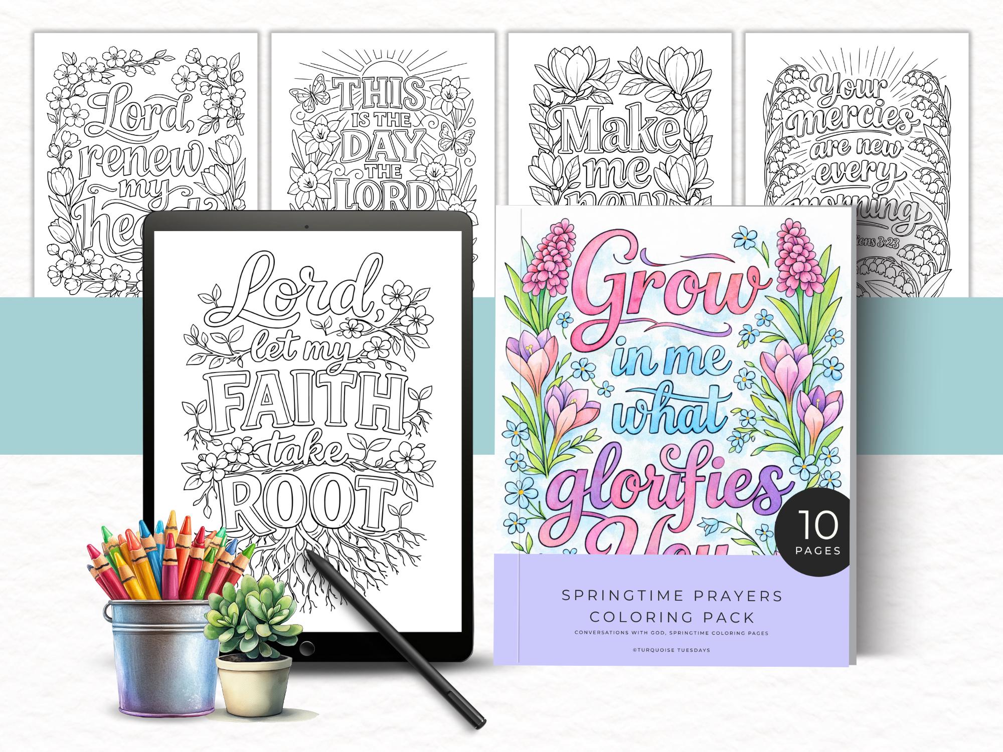 Spring Religious Coloring Pages Spring Coloring Pages Printable, Springtime Prayers Coloring Book ...