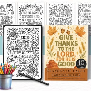 Christian Coloring Book Harvest, Seasons of Faith: Harvest Edition, Bible Verse Coloring Pages, Fall Blessings, Intermediate Coloring Sheets