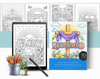Printable Easter Coloring Book for Christian Women, Victory in Christ Easter Coloring Pack, Holy Week, Easy and Relaxing Coloring Pages