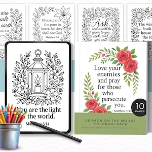 Christian Coloring Pages, Bible Verse Coloring Pages, Sermon on the Mount Coloring Book,  Printable Scriptures Coloring Sheets, Intermediate