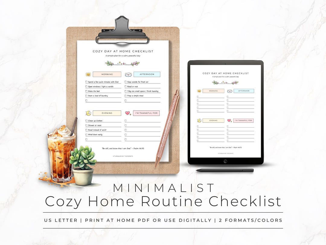 Printable Routine Cute Routine Checklist Printable, Cute Daily Routine Planner, Stay at Home ...