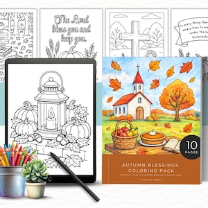 Christian Fall Coloring Book for Adults, Autumn Scripture Coloring Pack, Faith Coloring Sheet, Bible Verse Coloring Pages, Intermediate