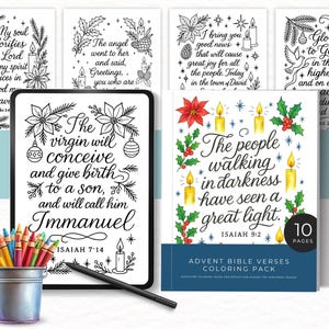 Advent Bible Verse Coloring Pages for Adults, Christmas Scripture Coloring Book for Women, Christian Holiday Coloring Sheets, Intermediate