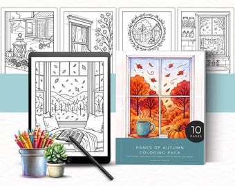 Cozy Fall Coloring Book for Adults, Cottagecore Autumn Coloring, Pumpkin Coloring Sheet, Seasonal Farmhouse Printable, Harvest Coloring Page