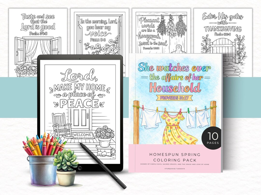 Spring Scripture Coloring Spring Coloring Pages Printable, Homespun Spring Coloring Book for ...
