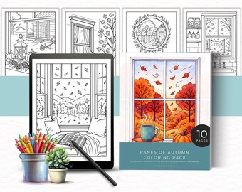 Libro para colorear acogedor de otoño para adultos, colorear otoño estilo cottagecore, lámina para colorear de calabazas, imprimible de granja de temporada, página para colorear de cosecha