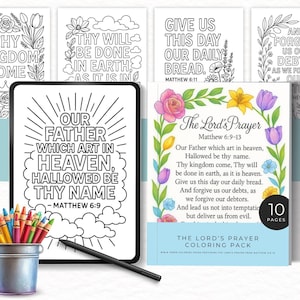 Kleurplaten Onze Vader, kleurpakket bijbelvers, kleurboek schrifttekst voor vrouwen, christelijke kleurplaten, gemiddeld