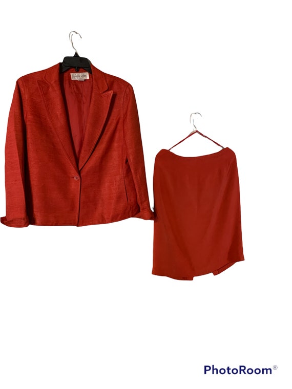 Red Jacket & Skirt Jones New York Vintage set siz… - image 9