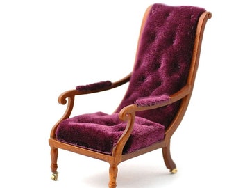 Dollhouse Miniature William IV Library Chair Mahogany 1:12 Scale