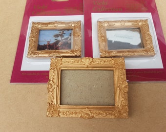 1:12 Scale Dollhouse Resin Framed Mirror and Two Resin Frames