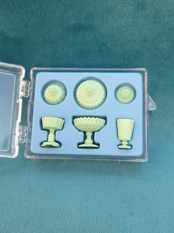 Dollhouse Miniature Candy Jars - Set Of 3 Blue Chrysnbon Miniature Jars For Dollhouses